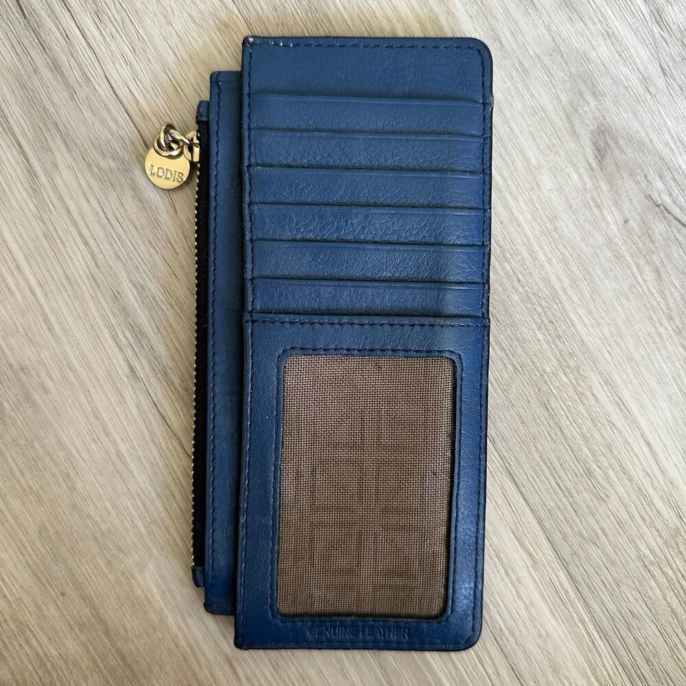 Lodis Leather Card Sleeve Slim Wallet RFID - Blue Leather - Butter Soft - Picture 2 of 9